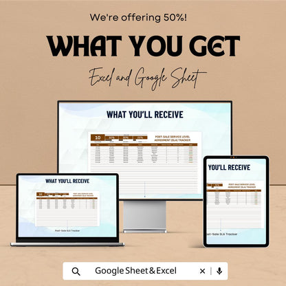 Post-Sale SLA Tracker Template | Service Level Agreement Tracker | Customer Support KPI Tool | Excel & Google Sheets