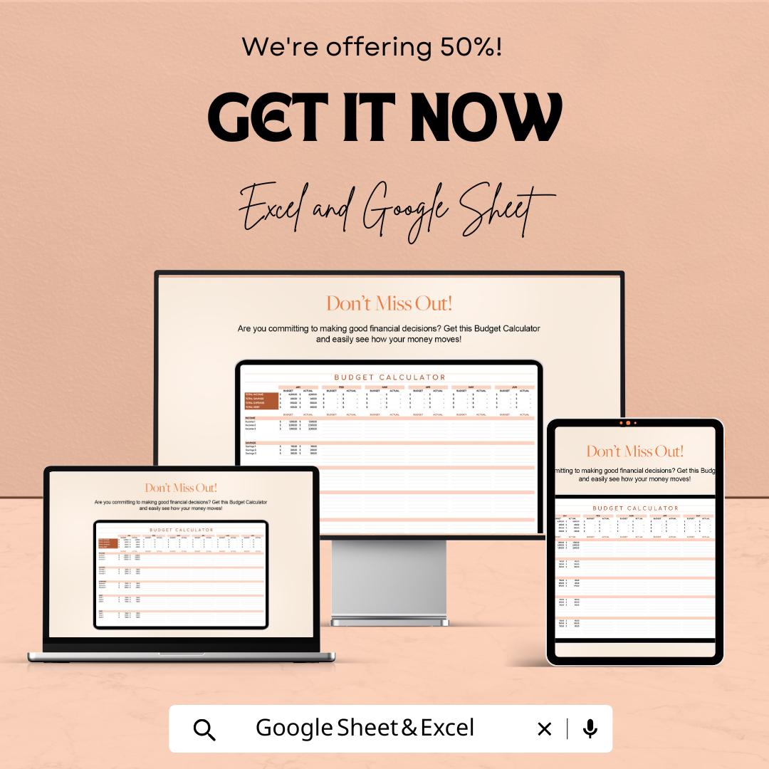 Budget Calculator Sheet for Personal and Family Finances | Excel & Google Sheets Template