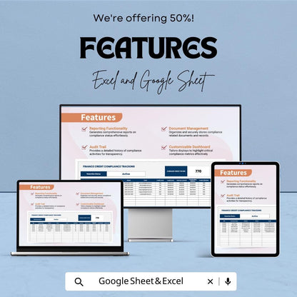 Finance Credit Compliance Tracking Template | Credit Monitoring Spreadsheet | Compliance Tracker | Financial Compliance Tool