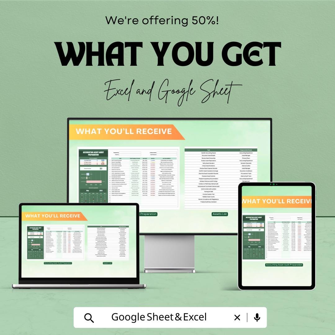 Accounting Asset Audit Preparation Template | Asset Audit Checklist | Audit Readiness Tracker | Accounting Audit Tool
