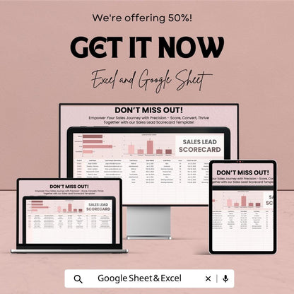 Sales Lead Scorecard Template | Lead Tracking Spreadsheet | Sales Pipeline Tracker | Excel & Google Sheets | Lead Management Sheet