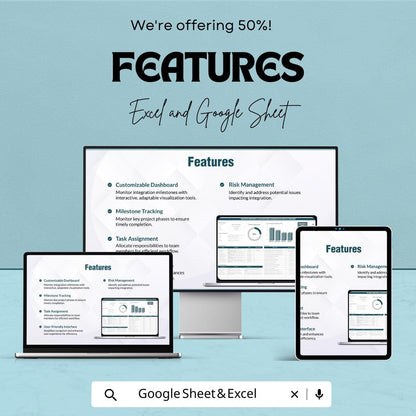 Finance Mergers and Acquisitions Integration Status Tracker Sheet | Excel & Google Sheets Template | Track Integration Progress |