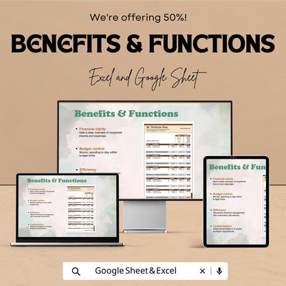 Household Ledger Template Excel Google Sheets | Expense Tracker Spreadsheet | Home Budget Planner | Financial Ledger | Digital Budget