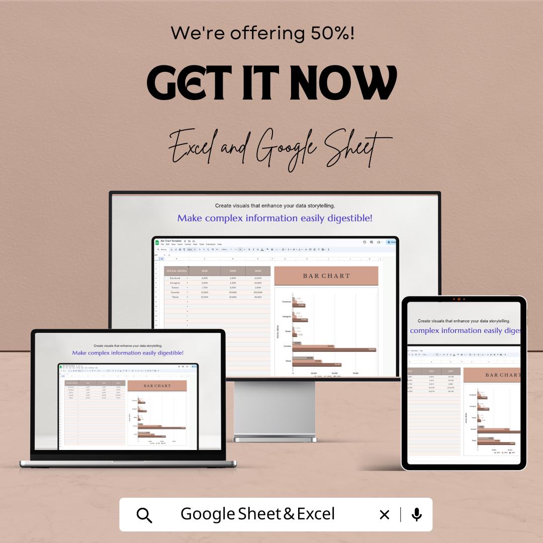 Bar Chart Sheet - Excel & Google Sheets | Data Visualization | Financial Tracker | Bar Chart Spreadsheet