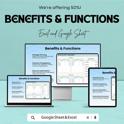 Ministry Budget Sheet | Church and Nonprofit Financial Planner | Excel and Google Sheets | Income and Expense Tracker | Instant Download