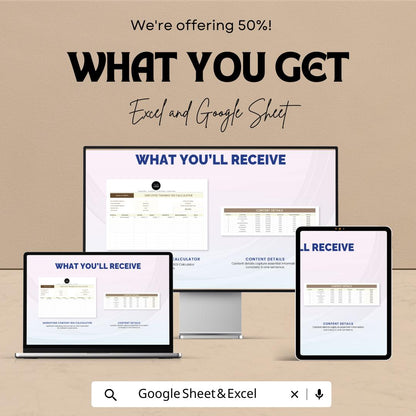 Marketing Content ROI Calculator Template | Content ROI Tracker | Marketing Performance Calculator | Investment & Revenue Analysis Tool