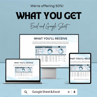 Marketing Partner Referral Tracking Sheet - Excel and Google Sheet for Efficient Lead Management, Referral Status & Outcome Analysis