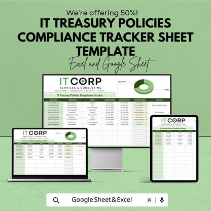 IT Treasury Policies Compliance Tracker Sheet Template | Risk Management Spreadsheet | Internal Audit Log |  Compliance Dashboard