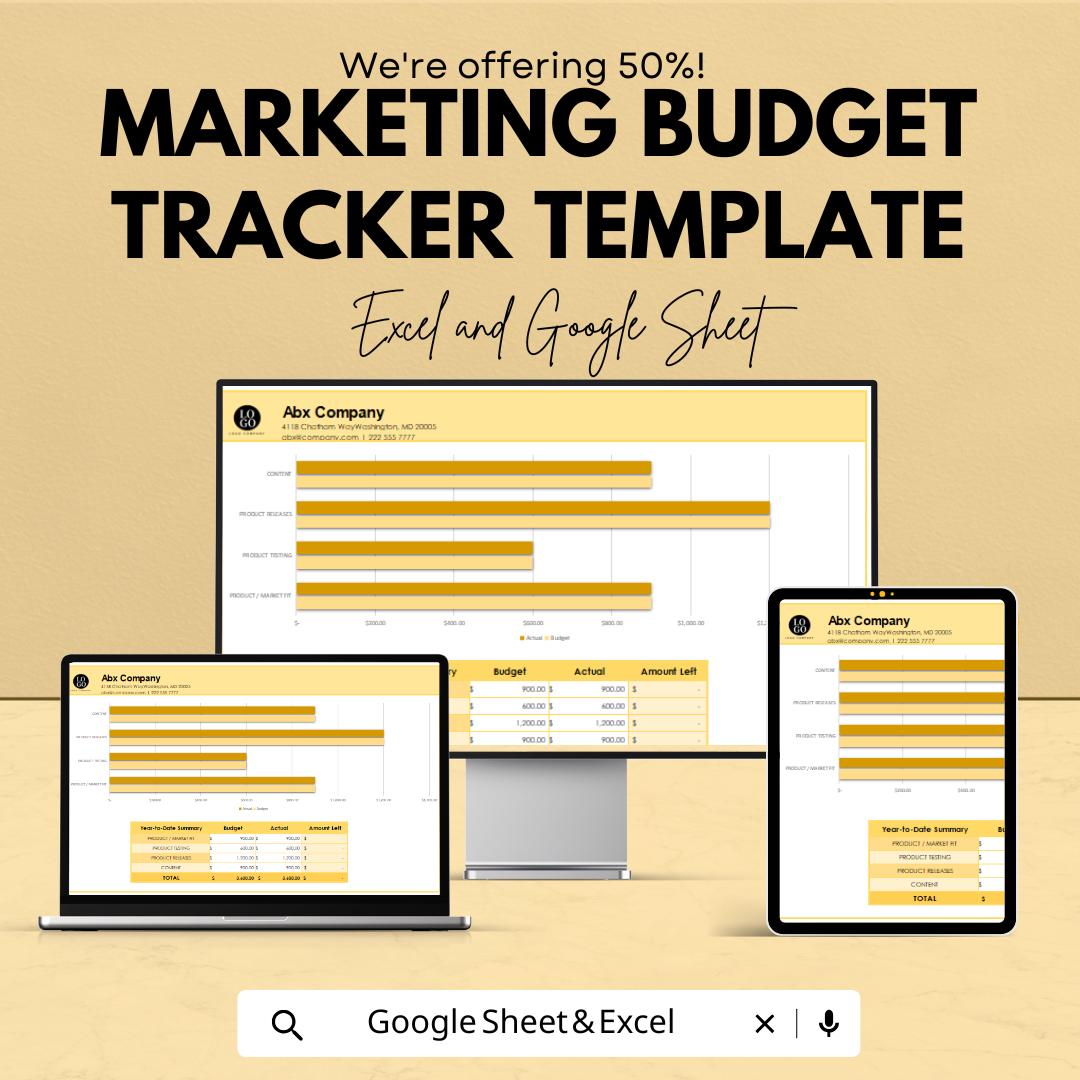 Marketing Budget Tracker Template | Google Sheets & Excel | Marketing Expense Tracker | Budget Planner | Campaign Budget Spreadsheet