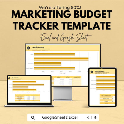 Marketing Budget Tracker Template | Google Sheets & Excel | Marketing Expense Tracker | Budget Planner | Campaign Budget Spreadsheet