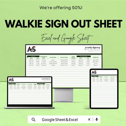 Walkie Talkie Sign Out Sheet | Inventory Management for Walkie Talkies | Excel & Google Sheet Template | Tracking Equipment Usage