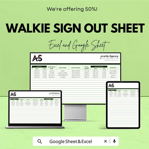 Walkie Talkie Sign Out Sheet | Inventory Management for Walkie Talkies | Excel & Google Sheet Template | Tracking Equipment Usage