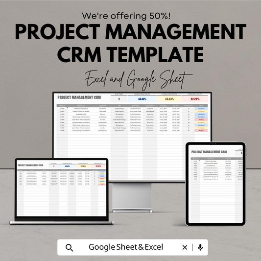 Project Management CRM Template | Business Tracker Spreadsheet | Google Sheets & Excel | Client and Task Management System | CRM Dashboard |