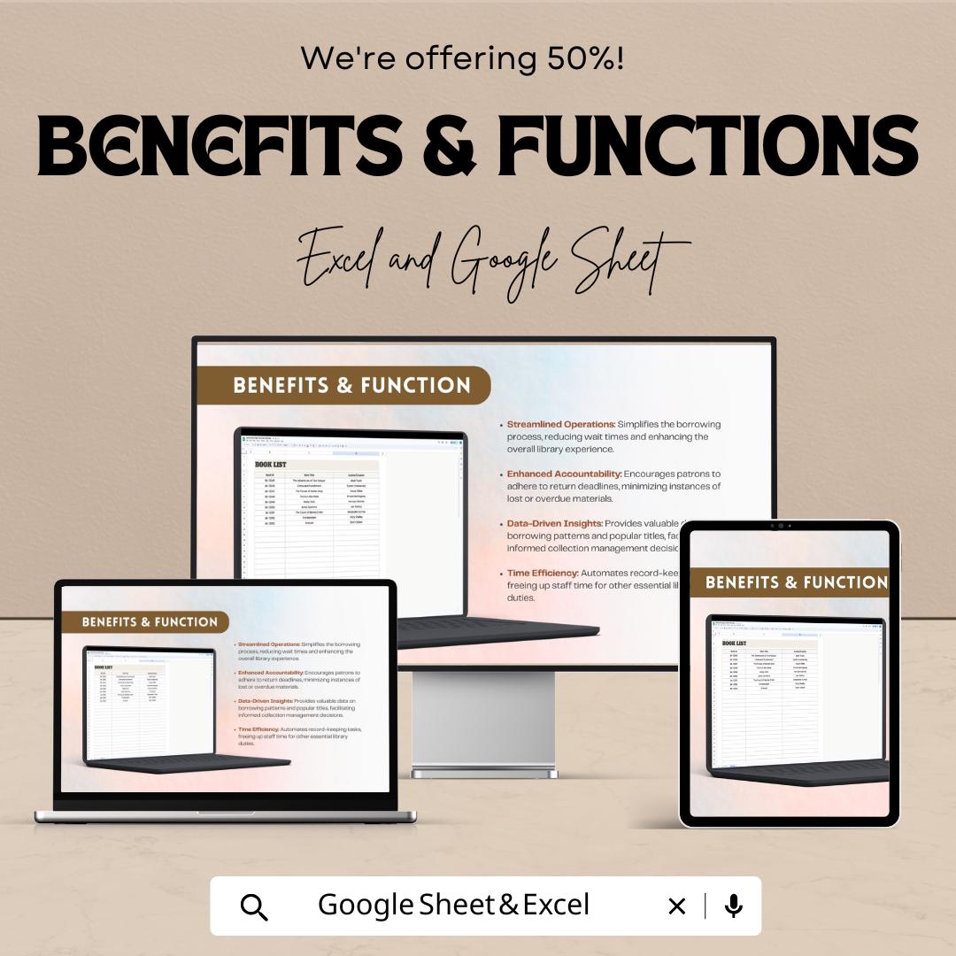 Library Book Sign Out Sheet Template - Excel and Google Sheet | Track Library Usage & Borrowed Books | Easy-to-Use Library Management Tool