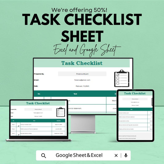 Task Checklist Sheet | Google Sheets & Excel Template | To-Do List | Task Tracker | Project Organizer | Editable Checklist Form