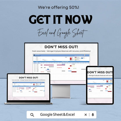 Leave Tracker Template  | Employee Leave Calendar | PTO Vacation Tracker | HR Absence Management Spreadsheet | Staff Leave Log