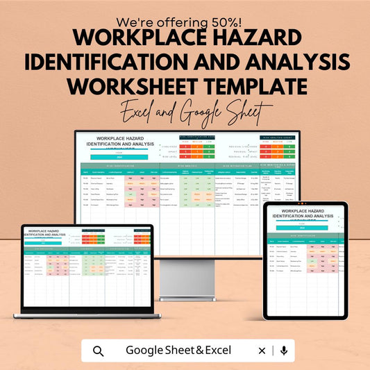 Workplace Hazard Identification and Analysis Worksheet Template | | Safety Management Spreadsheet | Occupational Safety Tracker