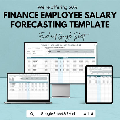 Finance Employee Salary Forecasting Template | Payroll Forecast Spreadsheet | HR Salary Planner | Workforce Budgeting Tool