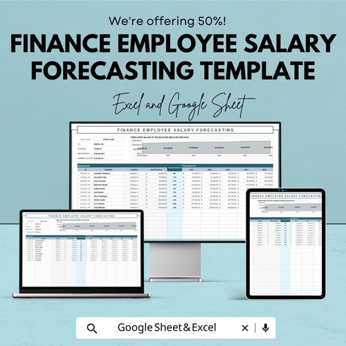 Finance Employee Salary Forecasting Template | Payroll Forecast Spreadsheet | HR Salary Planner | Workforce Budgeting Tool