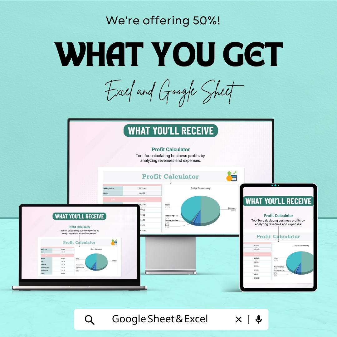 Profit Calculator Sheet | Google Sheets for Business | Income & Expense Tracker | Profit Analysis Tool | Editable Financial Spreadsheet