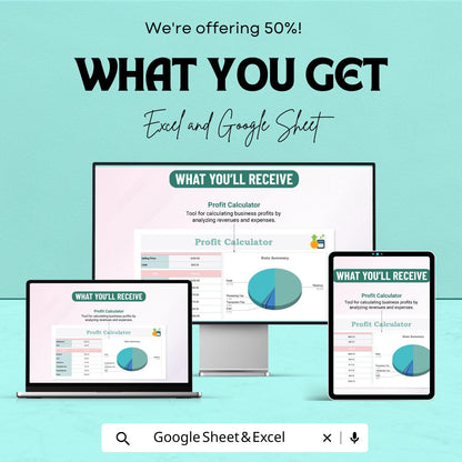 Profit Calculator Sheet | Google Sheets for Business | Income & Expense Tracker | Profit Analysis Tool | Editable Financial Spreadsheet