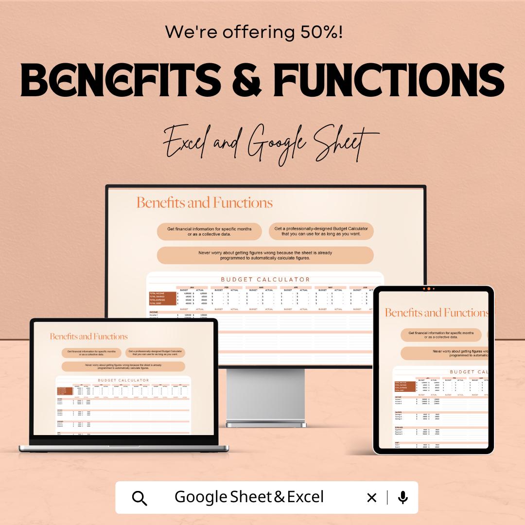 Budget Calculator Sheet for Personal and Family Finances | Excel & Google Sheets Template