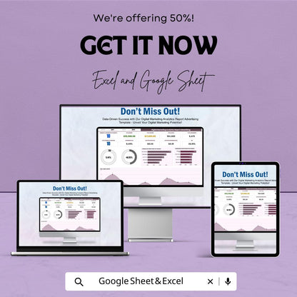 Digital Marketing Analytics Report Advertising Template | Marketing KPI Report | Ad Performance Tracker | Digital Marketing Report Template