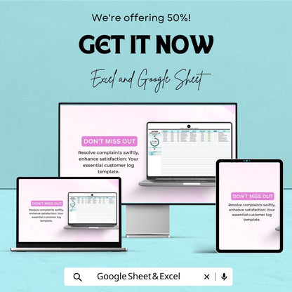 Startup Customer Complaints Log Sheet | Excel & Google Sheets | Complaint Tracker | Customer Service Template | Business CRM Tool