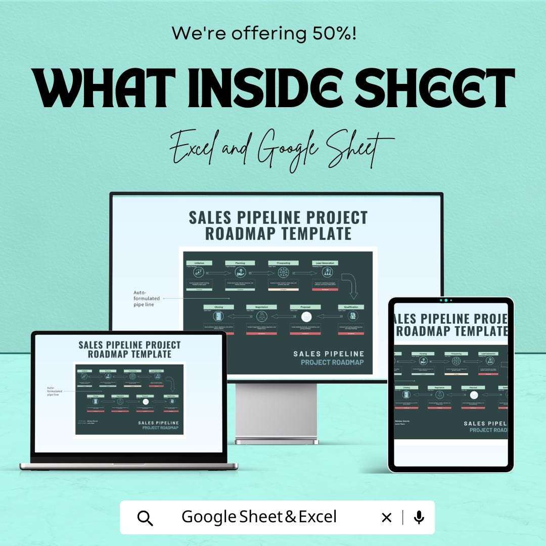 Sales Pipeline Project Roadmap Template | Sales Process Workflow | CRM Pipeline Planner | Lead Management Roadmap | Sales Tracking Template
