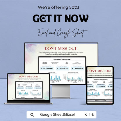 Corporate Event Cost Analysis Template | Event Budget Planner Spreadsheet | Event Cost Tracker | Excel & Google Sheets