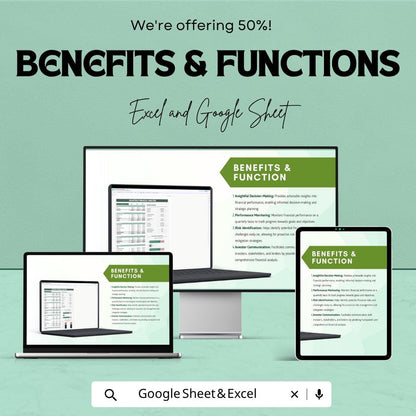 Quarterly Financial Analysis Template | Financial Report Spreadsheet | Business Finance Dashboard Template