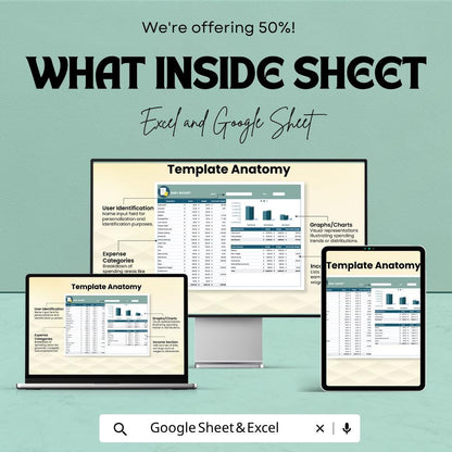 Daily Budget Template | Google Sheets Excel Budget Planner | Expense Tracker Spreadsheet | Personal Finance Planner | Digital Download