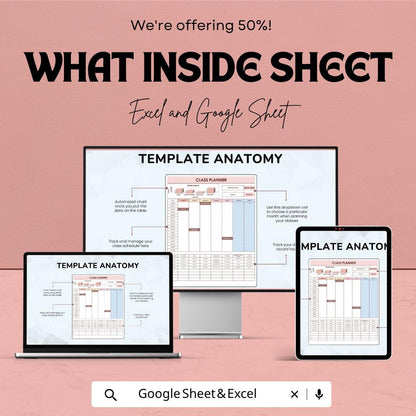 Class Planner Template | Student Planner | Weekly Schedule Planner | Study Planner | Excel & Google Sheets | Academic Tracker