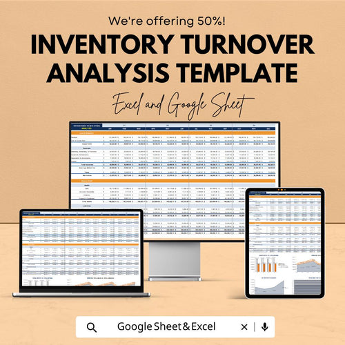 Inventory Turnover Analysis Template | Excel & Google Sheets | Inventory Management Spreadsheet | Business Finance Dashboard