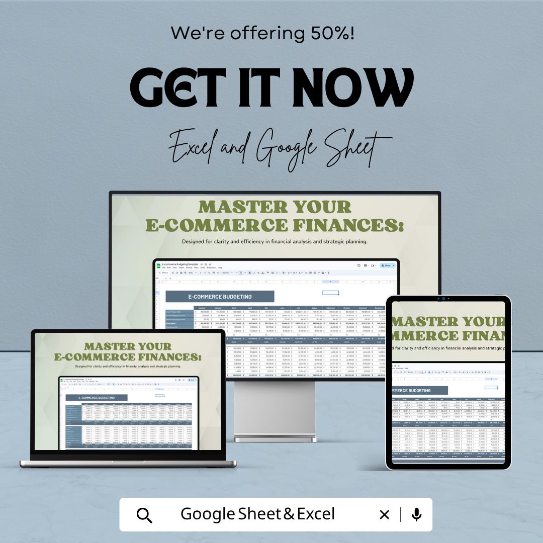 E-Commerce Budgeting Template | Online Store Budget Spreadsheet | Shopify Business Tracker | Sales Expense Profit Sheet