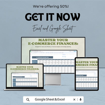 E-Commerce Budgeting Template | Online Store Budget Spreadsheet | Shopify Business Tracker | Sales Expense Profit Sheet