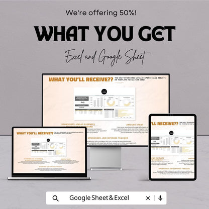Sponsored Job Ad Expenses and Results HR Template | Excel & Google Sheets | Recruitment Cost Tracker | Hiring Performance Report
