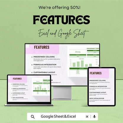 Monthly Budget Spreadsheet Template | Income and Expense Tracker | Google Sheets and Excel Template | Finance Tracker | Budget Planner Sheet