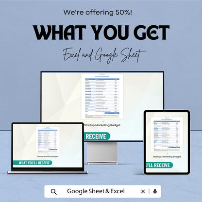 Startup Marketing Budget Template | Marketing Budget Spreadsheet | Business Budget Planner | Expense Tracker Template |