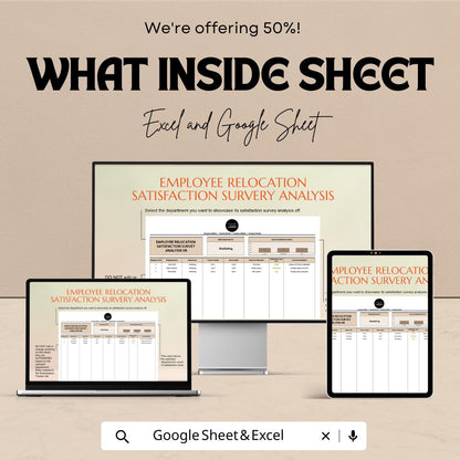 Employee Relocation Satisfaction Survey Analysis | HR Survey Template | Excel & Google Sheets | Employee Relocation Feedback Tool