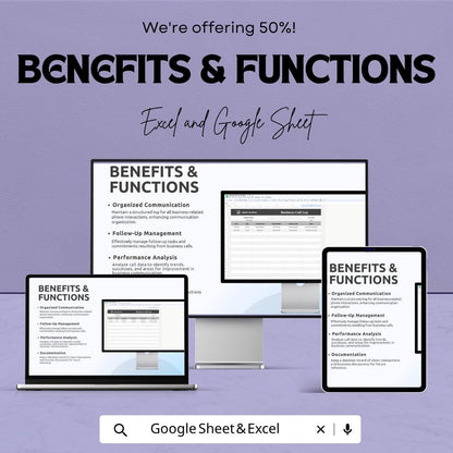 Call Log Template Excel | Business Call Tracker | Client Communication Log | CRM Spreadsheet | Sales Call Tracker | Google Sheets Call Log