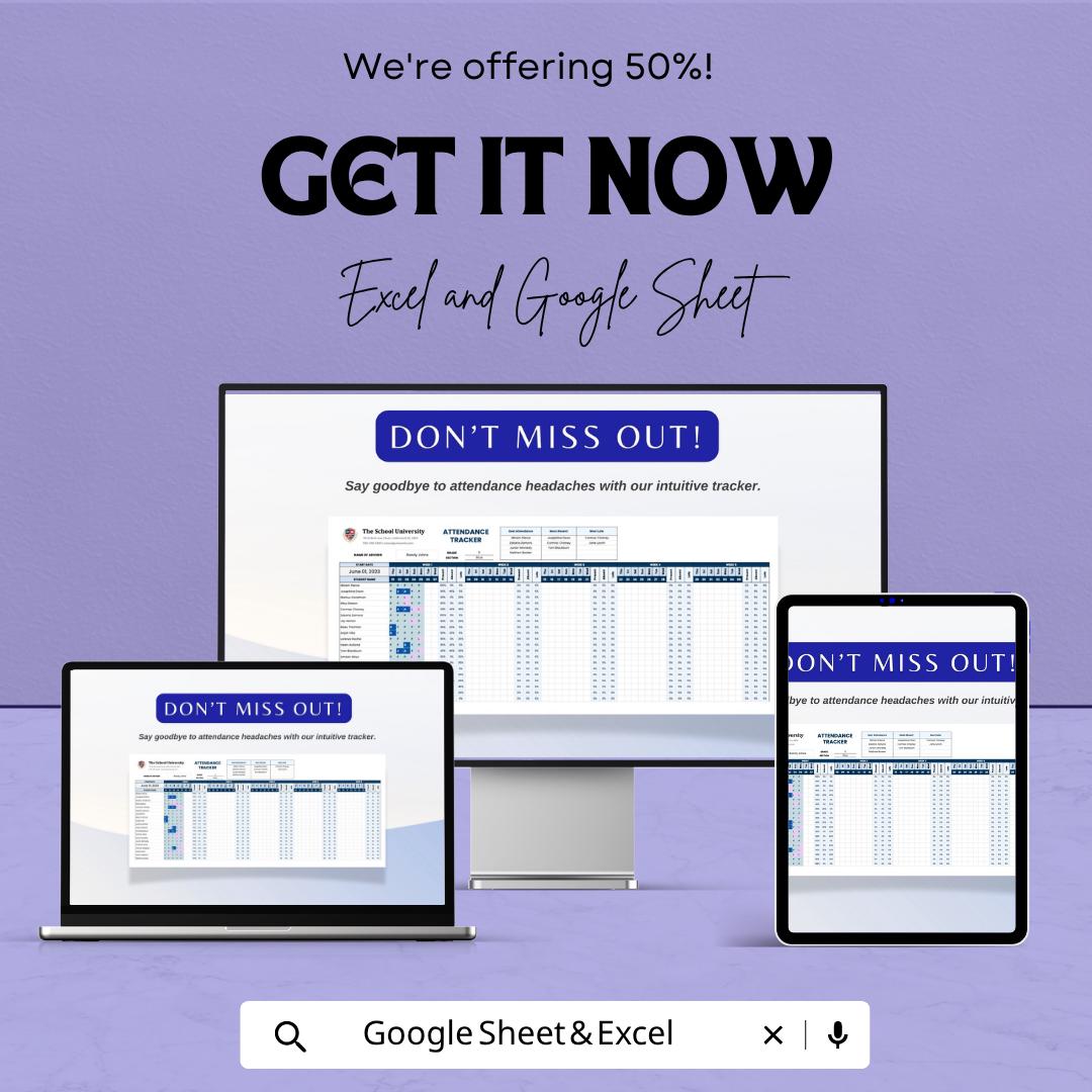 Classroom Attendance Tracker Template | Student Attendance Sheet | Teacher Planner | School Attendance Register | Google Sheets & Excel |