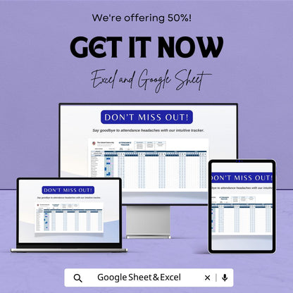 Classroom Attendance Tracker Template | Student Attendance Sheet | Teacher Planner | School Attendance Register | Google Sheets & Excel |