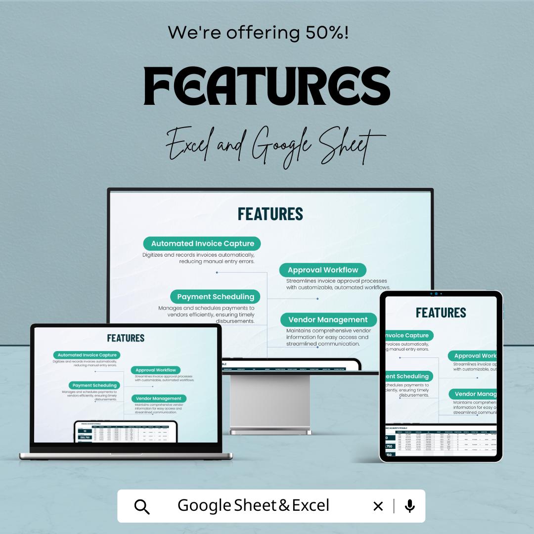 Finance Accounts Payable Automation Template | Invoice Tracking Spreadsheet | Vendor Management Template | Payment Schedule Sheet