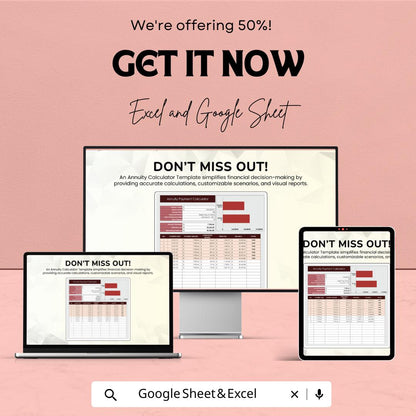 Annuity Calculator Sheet – Excel & Google Sheets Template for Accurate Financial Planning – 50% Off