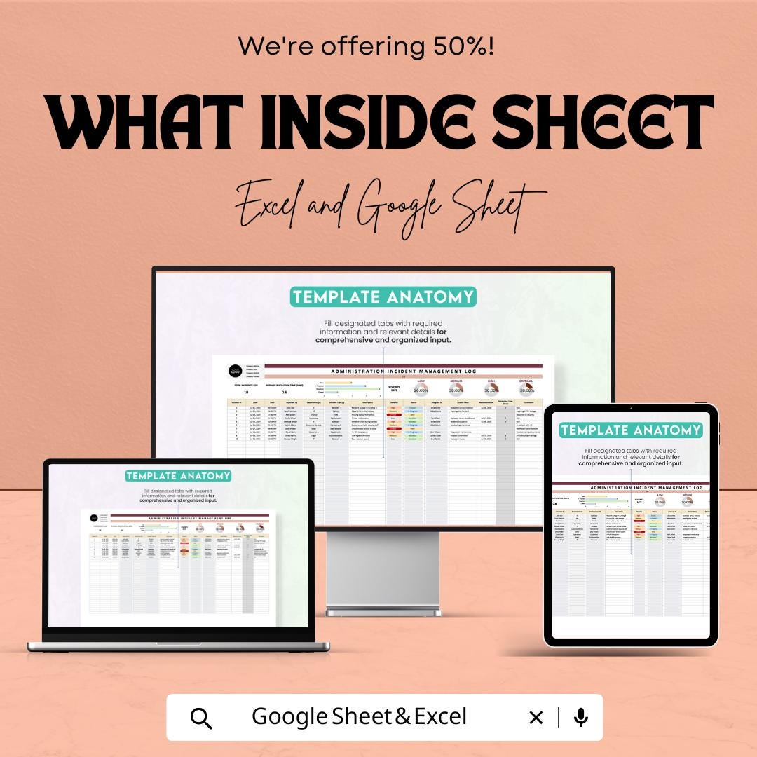 Administration Incident Management Log Sheet – Excel and Google Sheets Template for Tracking & Reporting Incidents
