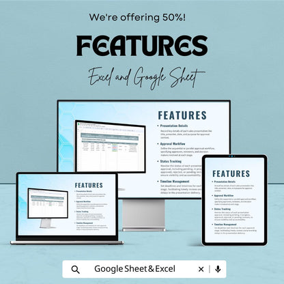 Sales Presentation Approval Log Template | Sales Approval Tracker | Presentation Workflow Manager | Excel & Google Sheets