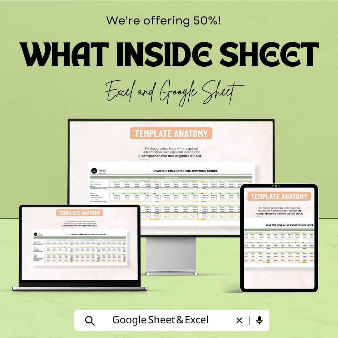 Startup Financial Projections Model Template | Financial Forecast Spreadsheet for Excel & Google Sheets | Investor Ready Model