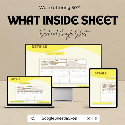 Debt Free Planner Spreadsheet | Debt Tracker | Debt Payoff Planner | Budget Spreadsheet | Excel & Google Sheets | Financial Planner