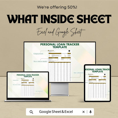 Personal Loan Tracker Template | Loan Payment Schedule Spreadsheet | Debt Payoff Planner | Amortization & Interest Tracker